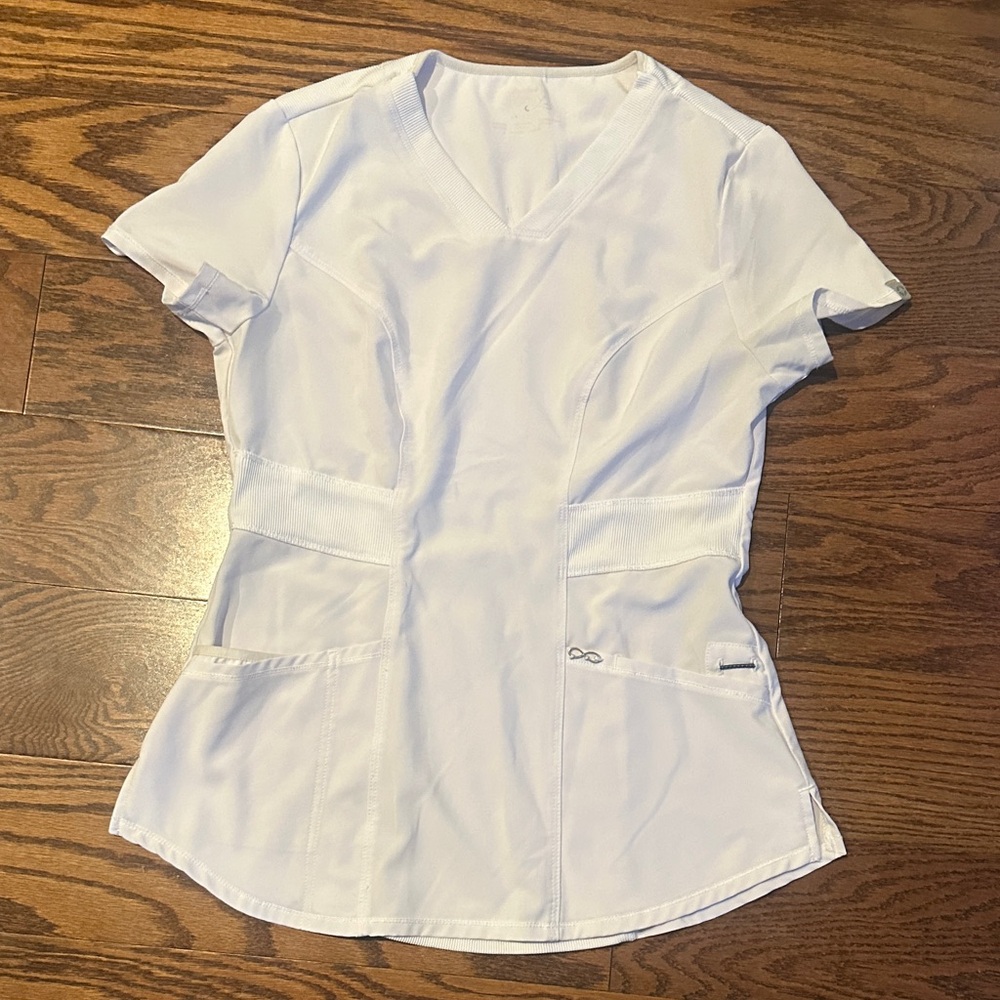 White V-Neck Scrub Top